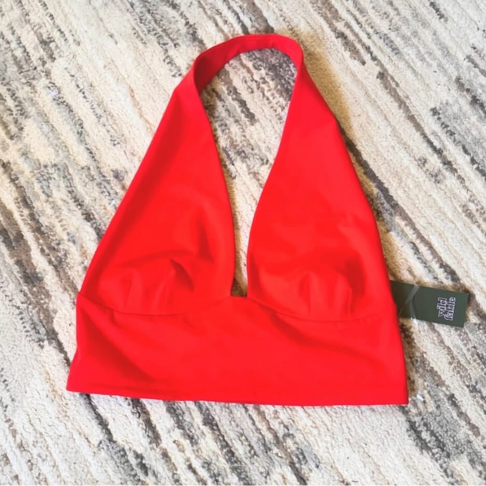 Wild Fable Red Plunge Halter Top